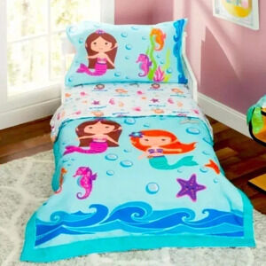 Everyday Kids Underwater Mermaid 4-Piece Twin Size Bed Sheets Set New